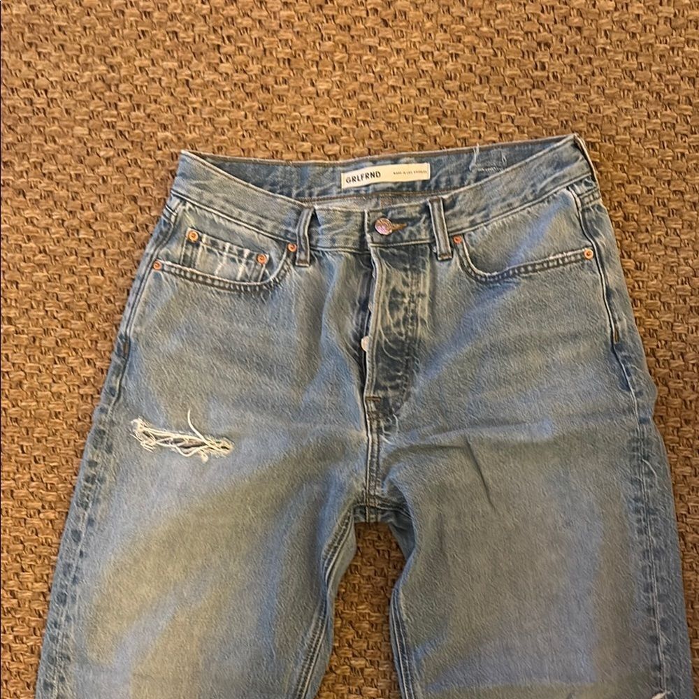GRLFRND Blue Relaxed Fit Jeans with Distressed Details - Picture 3 of 12